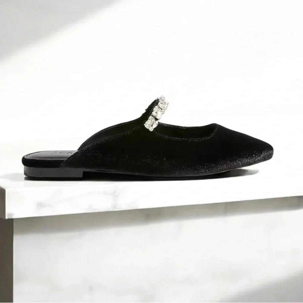 J.Crew Velvet Rhinestone Mules - Picture 2 of 13